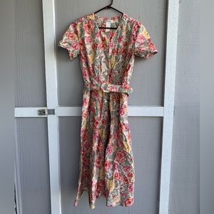 Vintage 90s Floral Dress with Matching Belt
